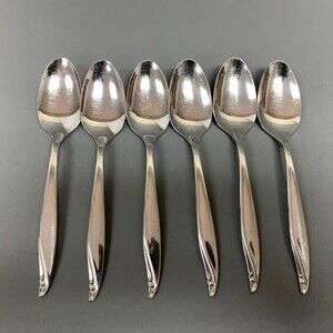 Wm A Rogers Oneida Surf Club Stainless Oval Soup Spoons Lot of 6